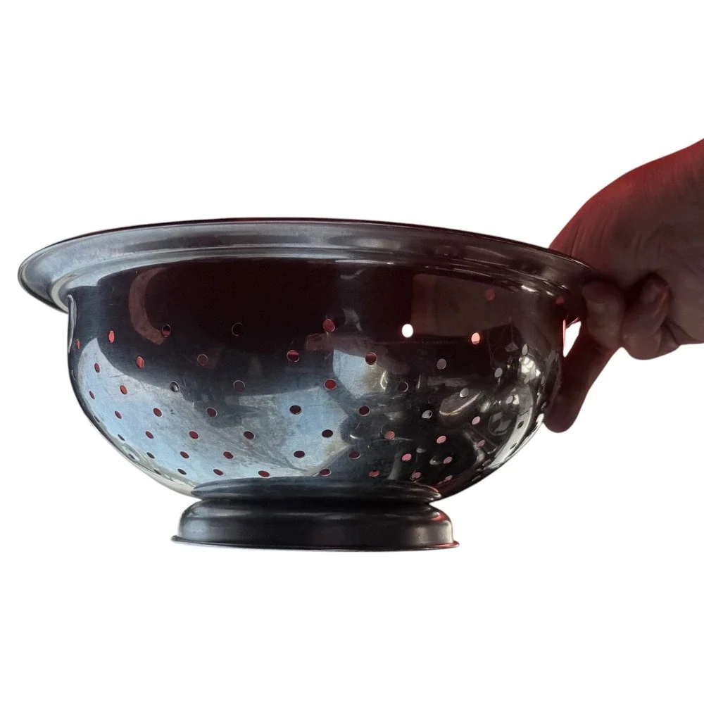 Vintage EKCO Flint Stainless Steel Footed Colander Strainer  Made in USA Classic